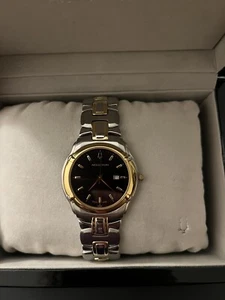 Bulova Accutron Barcelona 28B60 Mens Swiss Quartz Gold Plated Watch & Box Set - Picture 1 of 12