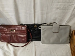 Vintage 3 Stück Etienne Aigner Burgund Grau Schwarz Handtaschen Geldbörsen - Bild 1 von 16