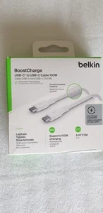 Belkin BoostCharge Câble USB-C vers USB-C 100W 6,6 pieds. Charge rapide tressée 2m - Photo 1 sur 2