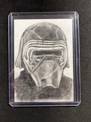 Kylo Ren 2025 Topps Chrome Star Wars Silver Foil Sketch 1/1 By Tony Riley - Image 1 of 2
