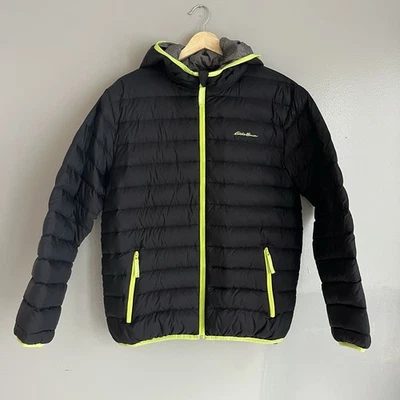 Eddie Bauer Reversible Down Jacket Black Puffer Lightweight Packable Boys XL 16 - Image 1 of 4
