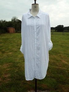 F&F Lightweight White Cotton Mix Midi Button Through Shirt Dress XL 20 - 22 BNWT - Picture 1 of 4