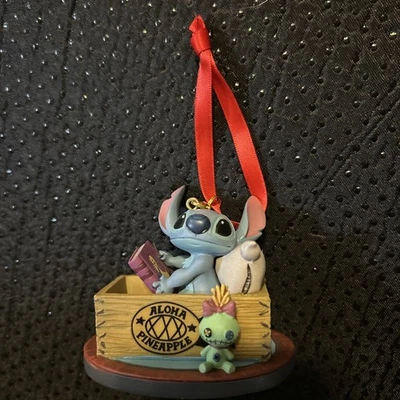 Disneys Stitch And Scrump In Aloha Pineapple Box Ceramic Ornament - Image 1 of 2
