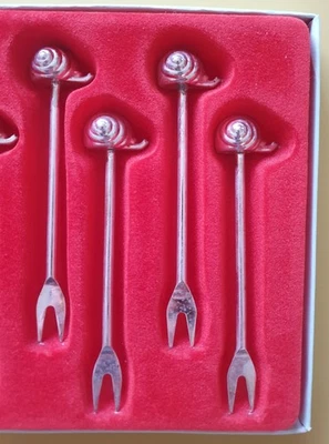 Vintage Collectable Havers Snail Fruit/Cocktail Forks x 12 Escargot White Metal - image 1 of 4