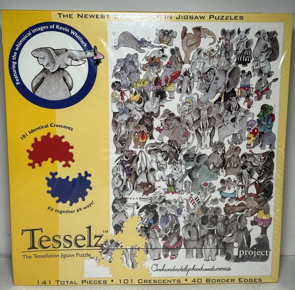 Quebra-cabeça Tesselz cem elefantes e um rato 141 peças novo - Imagem 1 de 4