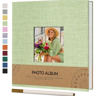 Fotoalbum selbstklebend 17x18cm 40 Seiten Leinen grün Hochzeit Geburtstag - Bild 1 von 4