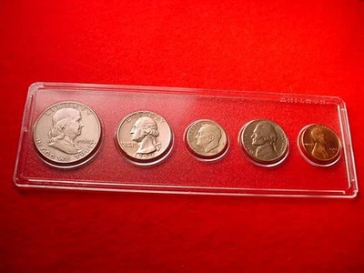 1950-D DENVER 5 COIN MINT SET 90% SILVER COINS--BU CENT GREAT SET!!    #99 - Image 1 of 4