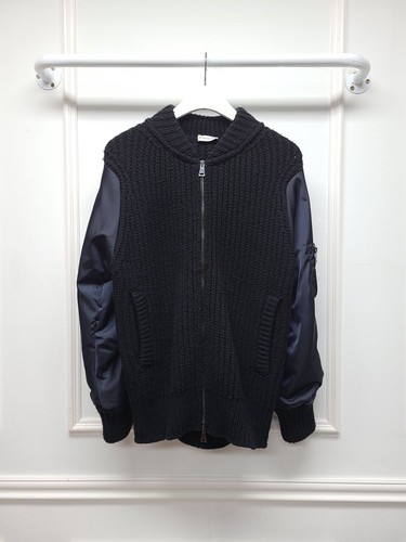 Cardigan giacca Moncler blu navy nero tricot tasca braccio A12345 48988055
