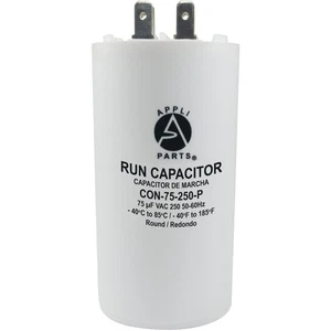 Condensador de funcionamiento de piezas de aplicación para motores eléctricos 75 Mfd uF (microfaradios) 250VAC Pla - Imagen 1 de 7