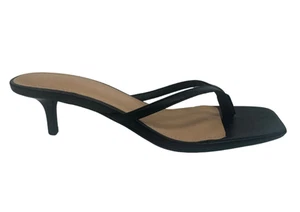 Trüffel trendige modische schwarze Zehenstegsandalen mit Pfennigabsatz - Bild 1 von 1