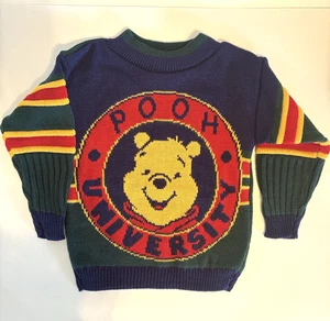 Vtg 90s Disney Winnie The Pooh "Pooh University" Knit Sweater Toddler 4/5 USA - Picture 1 of 10