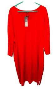 NWT MISOOK women plus size 2X red longSleeve Midi sheath Dress MRSP $328 Holiday - Picture 1 of 8