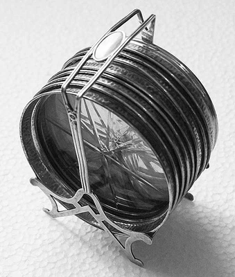 8纯银蚀刻玻璃手工锤杯垫纯银收纳盒/支架 — 第 1/4 张图片