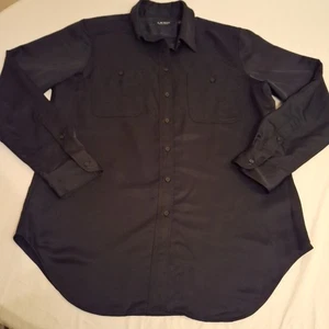 Klassisches Lauren Ralph Lauren schwarzes seidiges Button Down Hemd Damen Large Gothic  - Bild 1 von 11