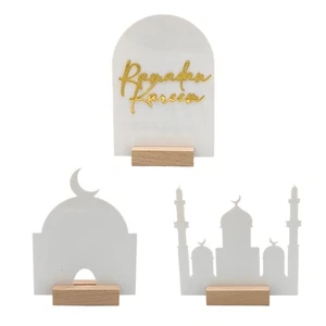 Stylish Acrylic Moon Castle Table Decoration Set for Eid Mubarak Celebrations - Picture 1 of 12