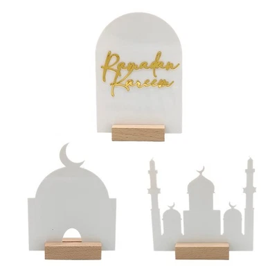 Stylish Acrylic Moon Castle Table Decoration Set for Eid Mubarak Celebrations - Image 1 of 4