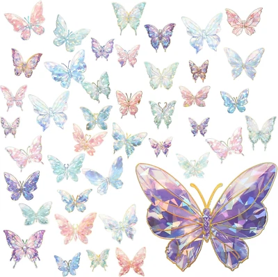 80 Stück Holografische Schmetterling Aufkleber Schmetterling Sticker Set Glitzer - Bild 1 von 4