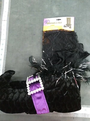 Womens  Plush Halloween Costume Witch lace stockingw/Shoe Covers, Blk/Purple New - Image 1 of 4