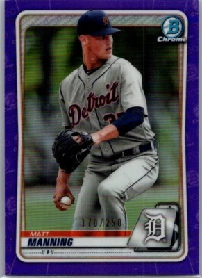 2020 Bowman Chrome Matt Manning Purple Refractor Parallel /250 #BCP-229 - Image 1 of 2