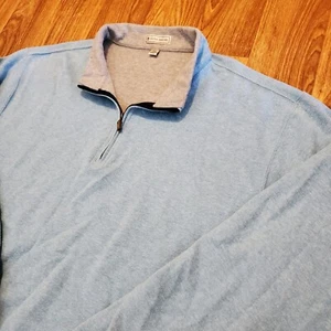 Peter Millar Sweater Men 2XL Blue Golf Pullover 1/4 Zip Cotton Blend - Picture 1 of 9