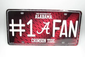 Licensed ALABAMA CRIMSON TIDE #1 FAN METAL CAR NOVELTY LICENSE PLATE - Picture 1 of 12