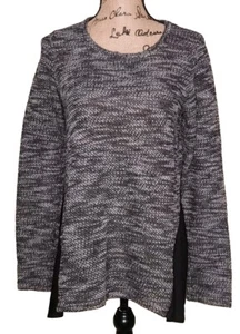 Vintage Lucky Brand Black & White Knit Sweater w/Solid Black Accent Size Large - Picture 1 of 3