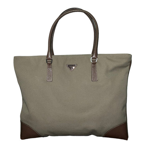 Borsa tote vintage anni '90 Prada in pelle canapa