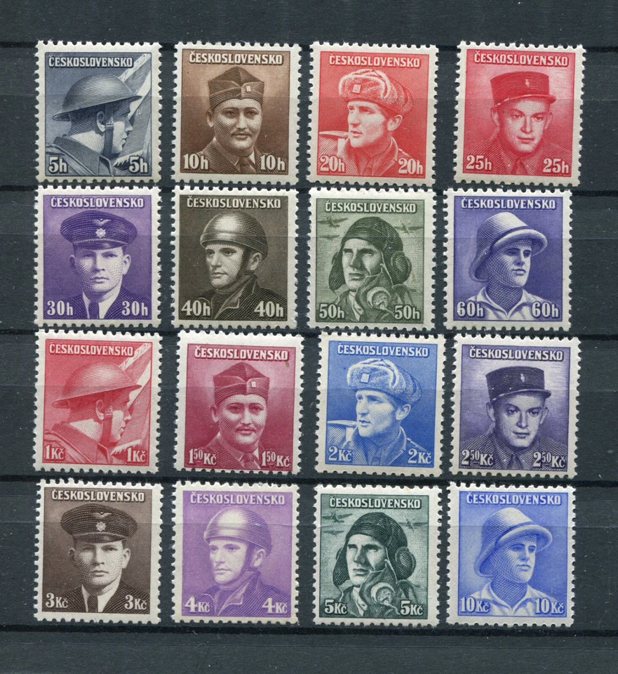 CECOSLOVACCHIA 1945 LONDRA EMISSIONE SOLDATI IN ESERCITI ALLEATI 272-287 PERFETTO MNH - Immagine 1 di 1
