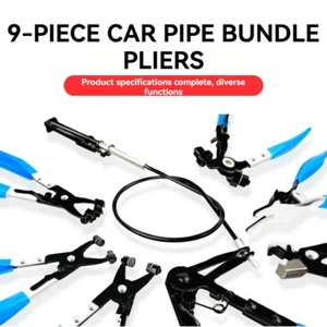 9-Piece Flexible Hose Clamp & Pliers Combo Set Fuel Line Repair Auto Repair Tool - Picture 1 of 10