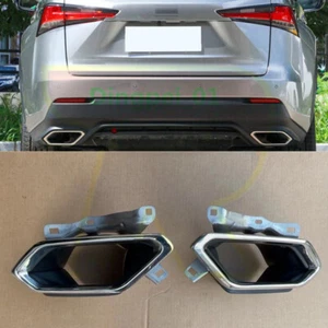 A Pair Stainless Steel Rear Exhaust Muffler Pipe Cover For Lexus NX300 2016-19 - Picture 1 of 7