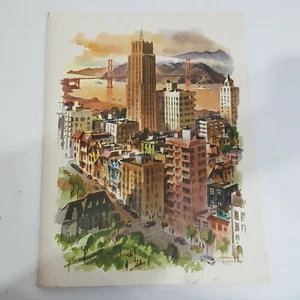Vintage San Francisco CA Stadt Kunst Dekor Macouillard Matson Linien Menü 1966 ungerahmt - Bild 1 von 8