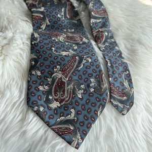 MIKAEL YORK US MADE GEOMETRIC FLORAL  Sky Blue Necktie - Picture 1 of 8