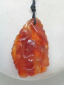 Ciondolo in Agata Corniola con Fiori incisi - pendente pietra dura con girocollo - Imagen 1 de 9
