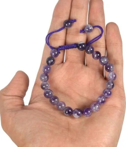 Pulsera Amatista Púrpura 8MM Grado A Genuina Natural Cuentas Redondas 7" pulgadas - Imagen 1 de 4