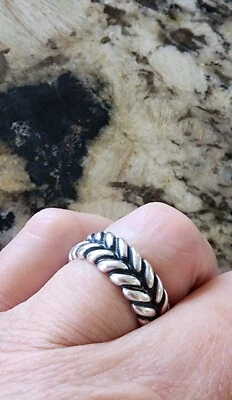 Retired James Avery Heavy Oxidation Woven Band Ring Size 8 - Image 1 of 3