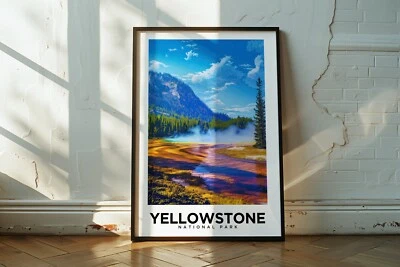 Yellowstone National Park - Travel Poster, Home Decor, Wyoming Destinations - Image 1 of 4