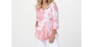 Belle Beach by Kim Gravel French Terry 3/4-Sleeve Hoodie A396176 1X Plus Tie Dye
