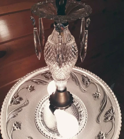 Antique 1920s-1930s Art Deco Nouveau Victorian Crystal Glass Chandelier Light Cover