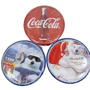 1996 Vintage 3 Small Tins Polar Bear in Suits Coca Cola Red Summer Unopened Coke