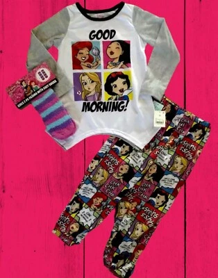 NUEVO*Princesa Disney*Talla: S(5-6) Ariel~Pijama suave blanco como la nieve con calcetines acogedores niñas Foto 1 de 4