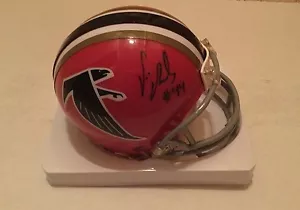 VIC BEASLEY Signed Atlanta Falcons Throwback Mini Helmet Exact Proof - Picture 1 of 4
