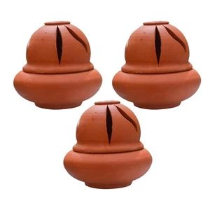 Handmade Terracotta Clay Sambrani/Incense Holder with lid (Pack-3) Height : 8 cm - Picture 1 of 3