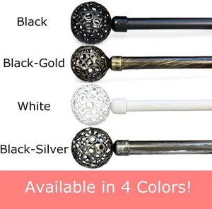 Pack of 2 Adjustable Window Curtain Rods - Sizes For all windows! Holes Design - Picture 1 of 3