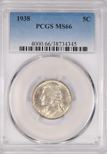 1938 Jefferson Nickel PCGS MS66 Gem Coin 5C - Picture 1 of 2