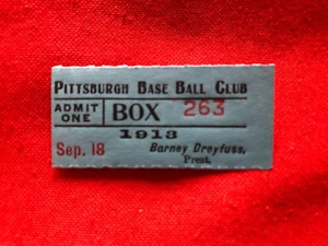 BOLETO PIRATAS PITTSBURGH SEP 18 1913 HONUS WAGNER FRED CLARKE MAX CAREY - Imagen 1 de 2