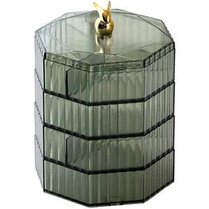 Jewelry Organizer with Handle, 4-Layer Acrylic Jewelry Box, Clear Jewelry Box... - Picture 1 of 7