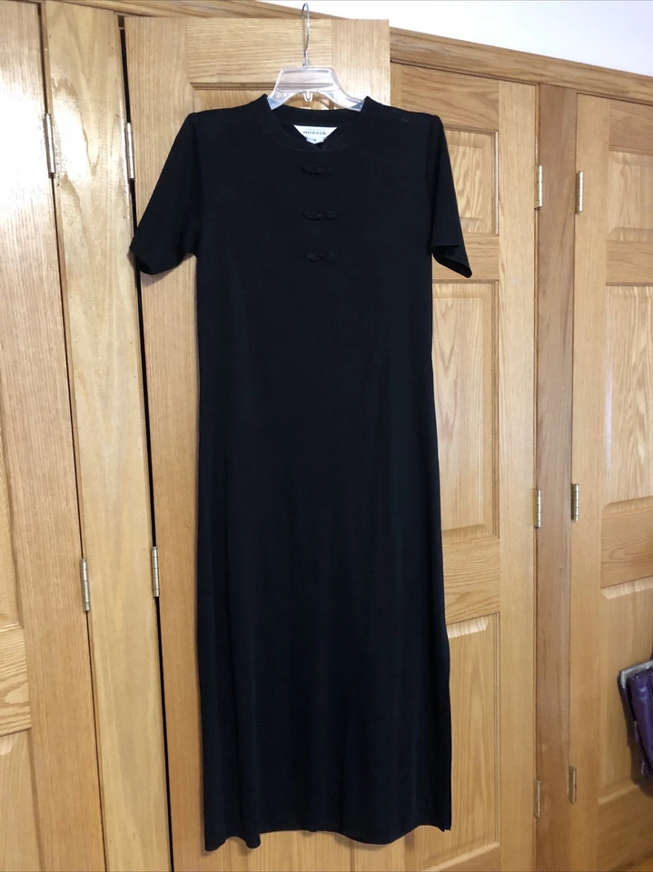 Exclusively Misook Long Black Lightweight Knit Dress M with Frogs Lovely EUC - Image 1 of 4