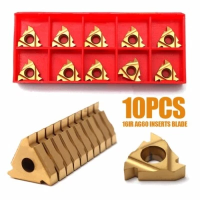 10X 16IR AG60 Inserts Blade Lathe Carbide Thread Cutting Turning Tool Steel UF - Image 1 of 4