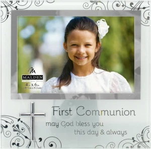 International Designs First Communion 4X6 Mirrored and Frosted Glass Horizontal - Picture 1 of 5