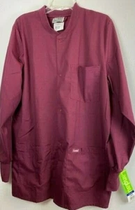 Landau Men's Medical Scrub Jacket Premium 4-Pocket Maroon Small or Medium - Picture 1 of 24